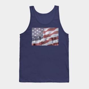 Downtown Manhattan, NYC And American Flag Tank Top